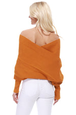 YEMAK Women's Sexy Off the Shoulder Shawl with Sleeve Scarf Wrap Bolero Sweater Top KC008 (S/M-M/L)
