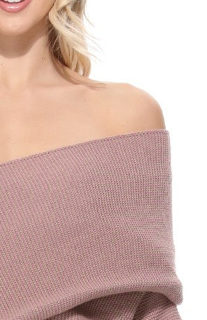 Baby Pink Off The Shoulder Wrap Sweater