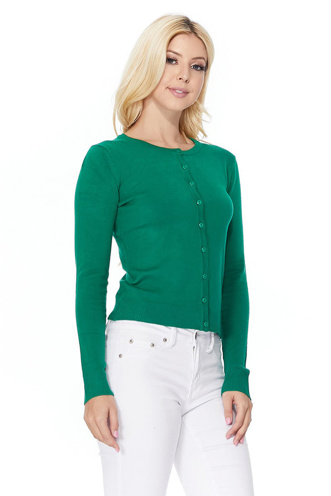 Maglione Cardigan Donna YEMAK Modello Cane, Maniche 3/4, Taglio Cropped, Abbottonato MK3672 - Foto 3