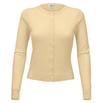 Women Long Sleeve Crewneck Button Down Casual Soft Touch Cardigan Sweater MK0179 - Cardigans-Sweaters
