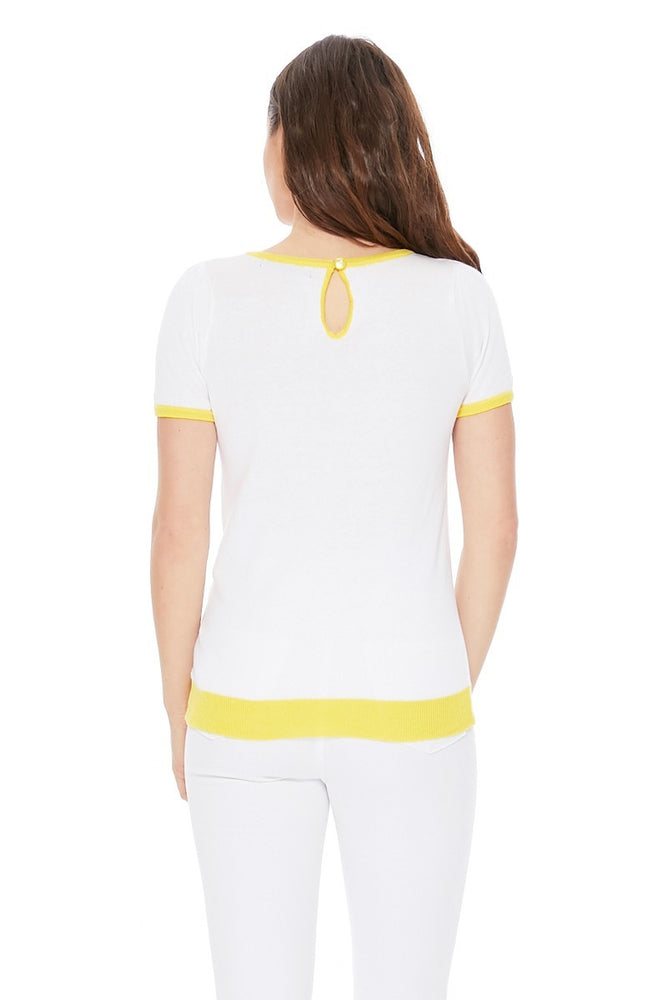 YEMAK Women's Short Sleeve Crewneck Lemon Print Casual T-Shirt Sweater MK32001 (S-L)