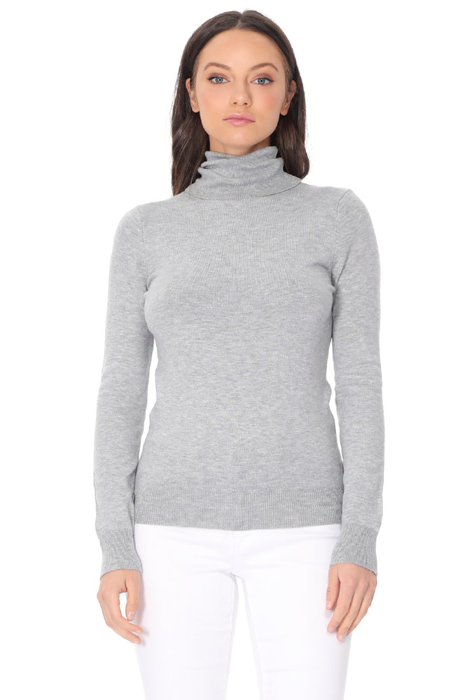 YEMAK Women's Classic Fitted Long Sleeve Turtleneck Pullover Sweater MK3349 (S-L)