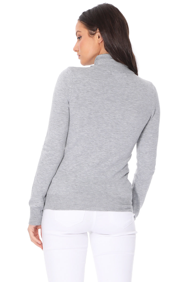 YEMAK Women's Classic Fitted Long Sleeve Turtleneck Pullover Sweater M