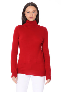 YEMAK Women's Classic Fitted Long Sleeve Turtleneck Pullover Sweater M