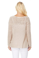YEMAK Women's Casual Sweatshirt V Neck Long Sleeve Knit Top Loose Pullover Summer Sweater MK3392 (S-L)