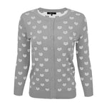 YEMAK Women's Cute Cat Pattern 3/4 Sleeve Button Down Stylish Cardigan Sweater MK3466