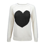 YEMAK Women's Long Sleeve Crewneck Cute Heart Cable Knit Pullover Sweater MK3506 (S-L)