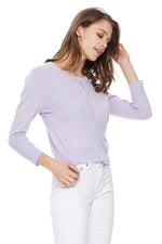 YEMAK Women's Long Sleeve Crewneck Cardigan Sweater - Soft Button Down Casual Knit (MK0179-CHA-M)