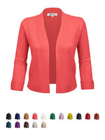 Womens 3/4 Sleeve Bolero Style Crop Cardigan MK3558 (S-L) - Cardigan