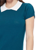 Classic Collar Short Sleeves Stretchy Fabric Casual Pullover Sweater MK3591 - Pullover