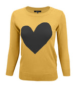 Womens Love Heart Chenille Round Neck 3/4 Sleeve Casual Sweater MK3595 - Pullover
