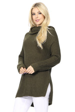 YEMAK Women's Casual Textured Long Sleeve Turtleneck Pullover Tunic Sweater MK3660 (S-L)