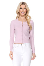 YEMAK Women's Long Sleeve Crewneck Cropped Button Down Cardigan Sweater MK5502 (S-XL)
