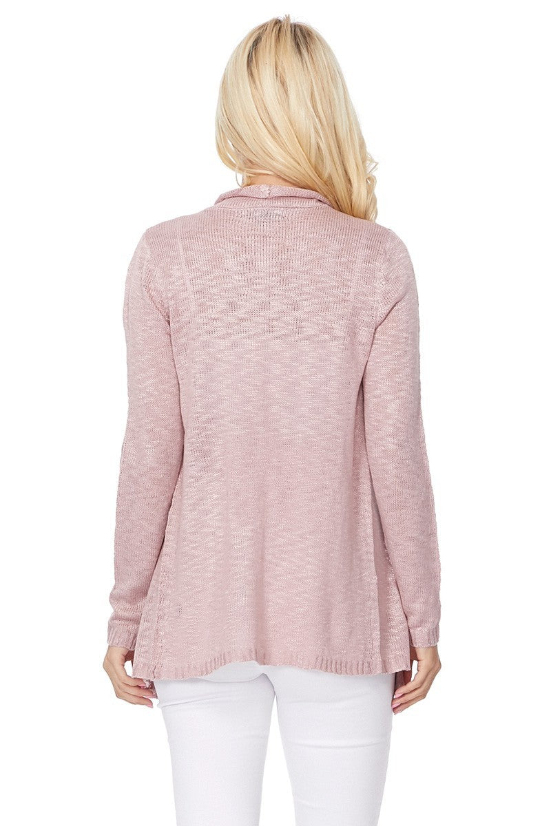 Open Front Soft Sheer Slub Cardigan | YEMAK Sweaters