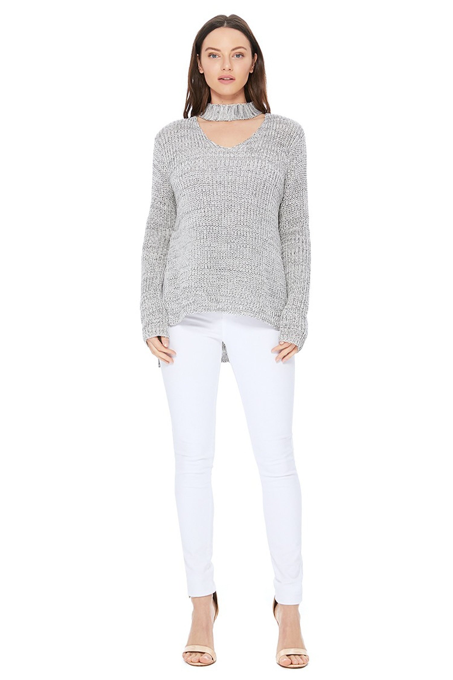 V-Neck Side Slits Casual Sweater for Women | YEMAK Sweater