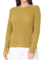 YEMAK Women's Casual Classic Crewneck Waffle Knit Long Sleeve Thin Pullover Sweater MK8176 (S-L)