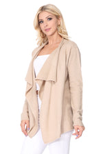 YEMAK Women's Long Sleeve Open Front Draped Stylish Cape Sweater Cardigan MK8218 (S-L)