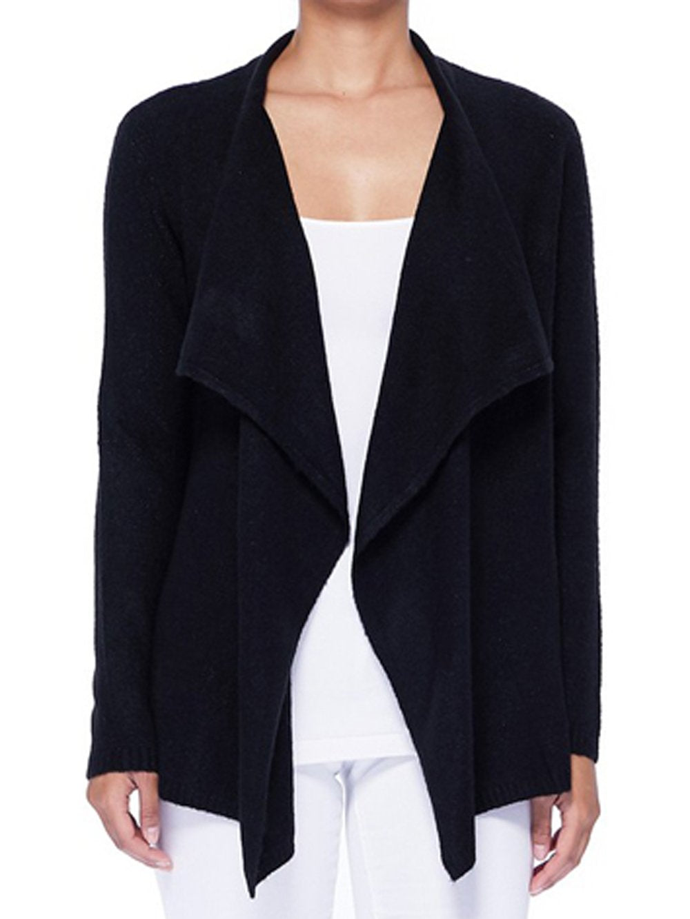 Open Front Long Sleeve Draped Cardigan Sweater