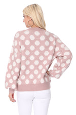 Yemak Women's Chunky Polka Dot Crewneck Long Sleeve Top Sweater Pullover MK8253