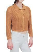 Yemak Women's 3/4 Sleeve Button Down Collar Sweater Cardigan Knitted Jacket MK8281