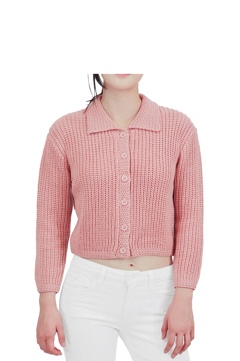 Button collar store sweater women's