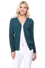 YEMAK Women's Long Sleeve V-Neck Button Down Soft Knit Cardigan Sweater MK5178 (S-XL)