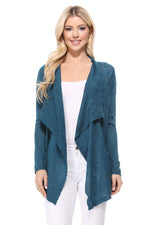 YEMAK Women's Long Sleeve Soft Sheer Slub Open Front Casual Summer Cardigan Sweater MK8080