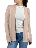 Yemak Women's Long Sleeve Open Front Knit Long Sweater Cardigan with Pockets MK8558 (S-XL)